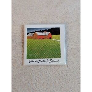 Vermont Barn Landscape Square Pin Button Badge‎ New England Folk Art